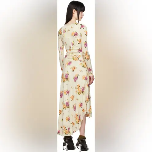 Acne Studios Asymmetric floral-print crepe dress, Size Small, $950