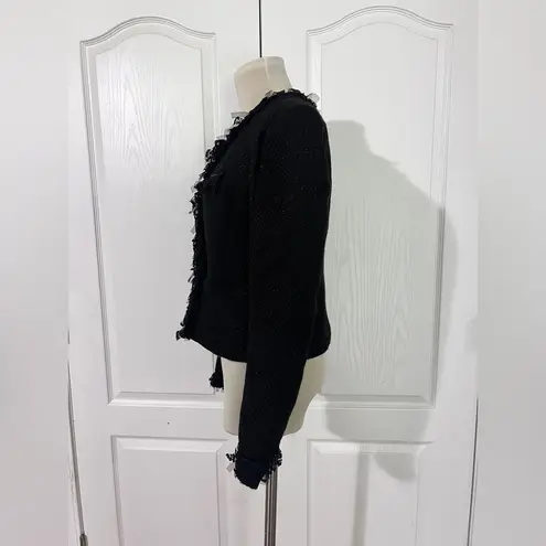 Love 21  Ruffle Shimmer Black Blazer with Hook and‎ Eye Closure - sz M