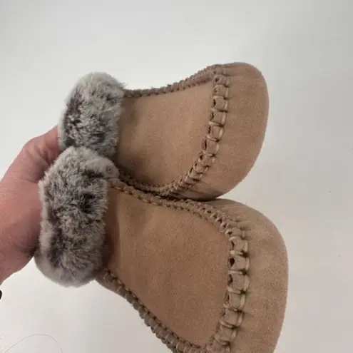 Hush Puppies Vintage 90s Leather Booties Moccasins Slippers Faux Fur Size 7