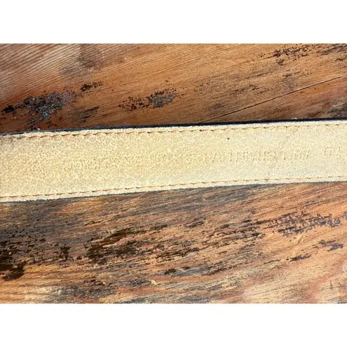 Vionic Y2K Black Leather Croc Embossed Belt Silver X Buckle Minimalist Unisex