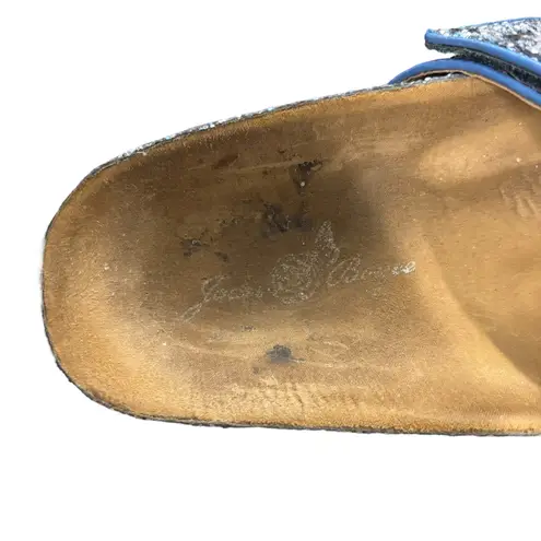 Joan Boyce Glitter Sandals Toe Loop Thong Slides Sparkle Blue 9.5M Size 9.5