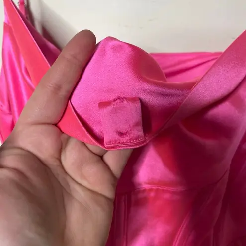 Retrofete Rosa Maxi slip Dress in Hyper Pink with side seam split sz L Size L