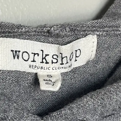 Workshop Republic Clothing Drawstring Cotten Hoodie Sweatshirt Grey Small