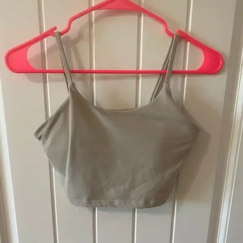 Cropped workout top with built in bra sz Sm Tan