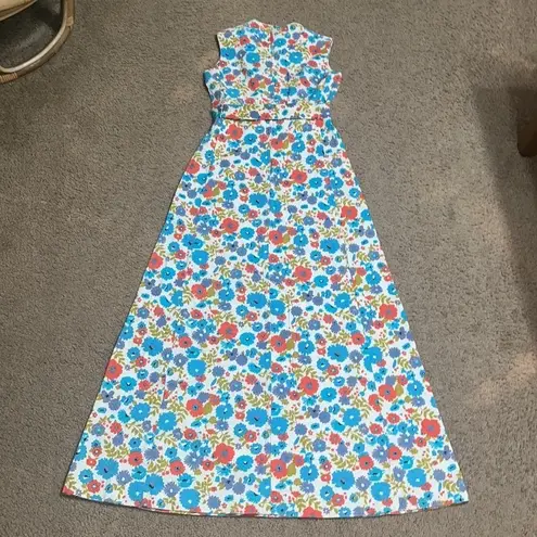 Tori Richard Honolulu Vintage Hawaiian Sleeveless Floral Maxi Dress Waist Belt 6