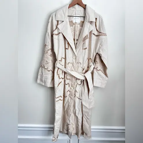 Anthropologie  Avec Les Filles Cutwork Linen Trench Coat M