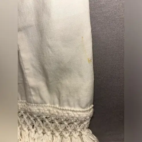 Marella white linen pants fringe bottom size 10 women’s