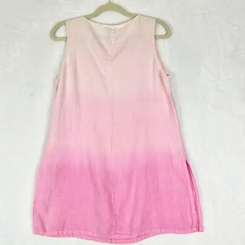 Spirit Activewear Linen Ombre Tunic Size Medium Pink Lagenlook Beach Vacation
