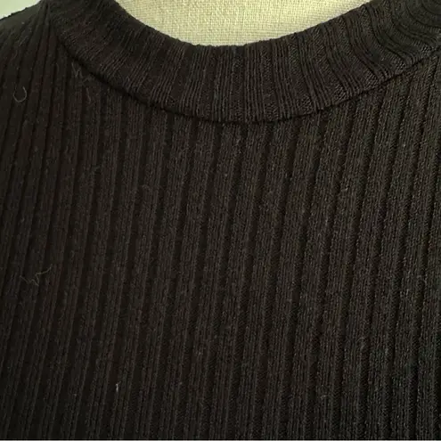 Milumia Black Ribbed Mock Neck Sleeveless Crop Top Size Large Casual Basic Tank