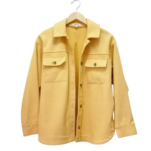Madewell  Brushed Herringbone Knit Shirt Jacket Warm Yellow Shacket Size Small
