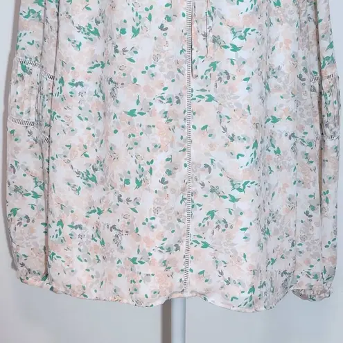 Kaari Blue Peach and Green Peasant Blouse Size 2X Plus Size Peach Floral Blouse