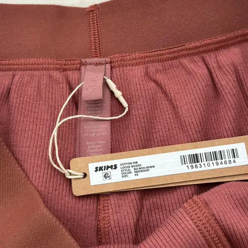 SKIMS Cotton Rib Loose Boxer in Redwood, Size X-Small