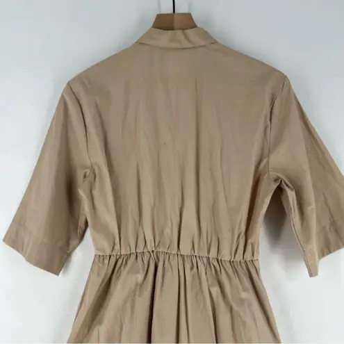 Stradivarius Lightweight Cotton Blend Button Front 3/4 Sleeve Shirt Dress