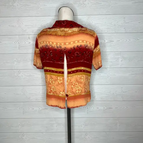 White Stag 80’s tropical button front open back top Size Medium