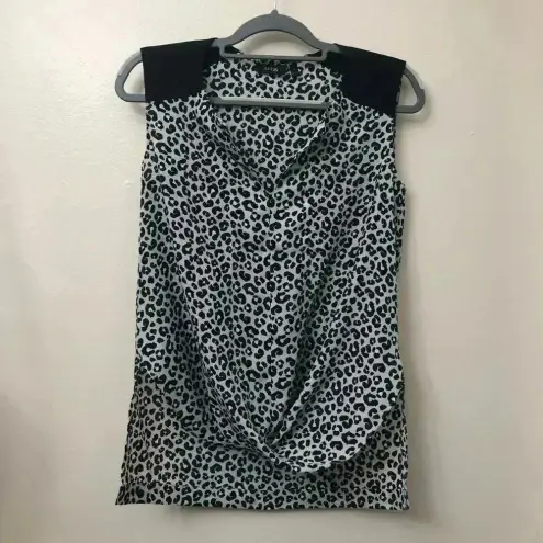 Apt. 9 Leopard Print‎ Black/Silver Top w/front twist Sz XS