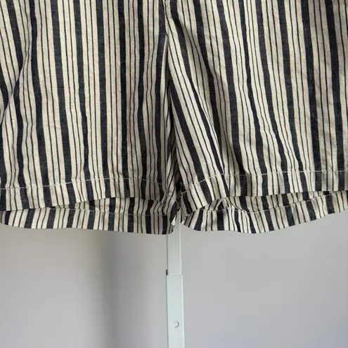 Michael Stars sz M Blue White Stripe 100% Linen Summer Shorts
