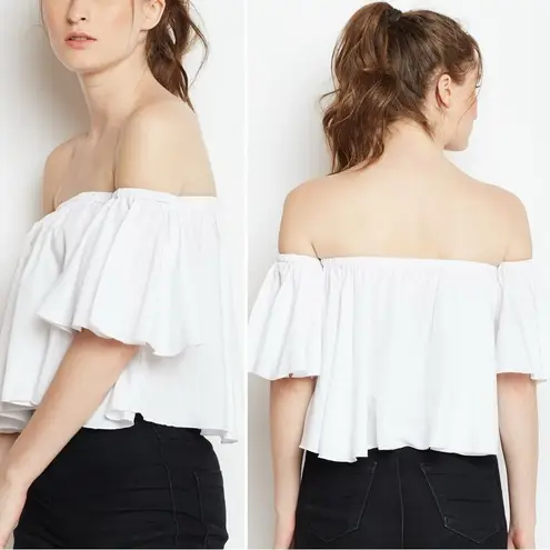 San Joy  White Off Shoulder Top