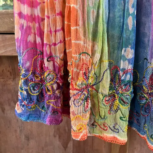 Raiment Women's Vintage Orange Rainbow Pleated Maxi Skirt Size 30" Waist Size M