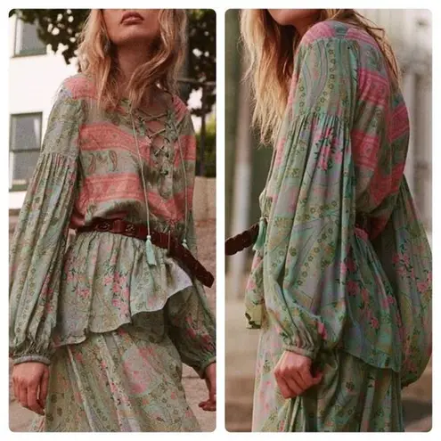 Spell & The Gypsy Collective City Lights Blouse Sage Blush
