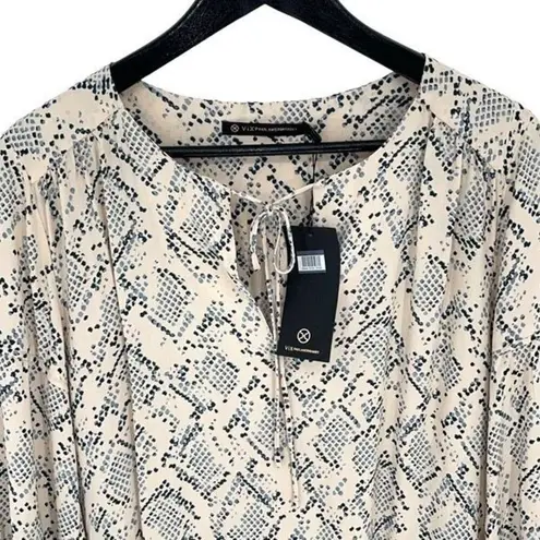 Vix Paula Hermanny Womens Snake Print Ruffle Tunic Swim Cover-Up Tan Small NWT