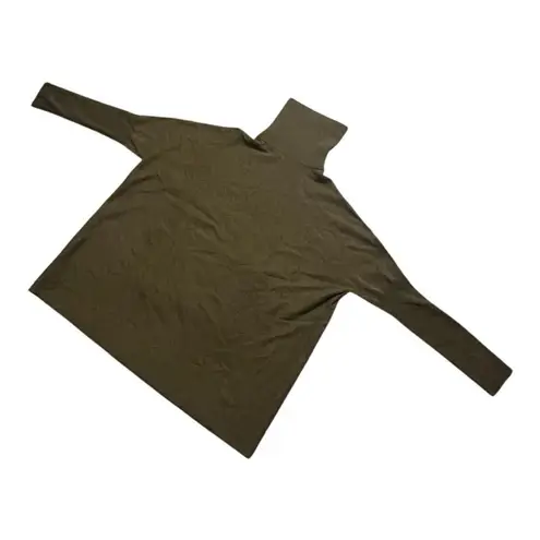 Garnet Hill Cashmere Wool Oversized Turtleneck Sweater Green M Kangaroo Pocket