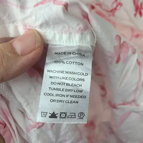 Hill House size XL white pink nap dress white pink floral smocked cottage cabin