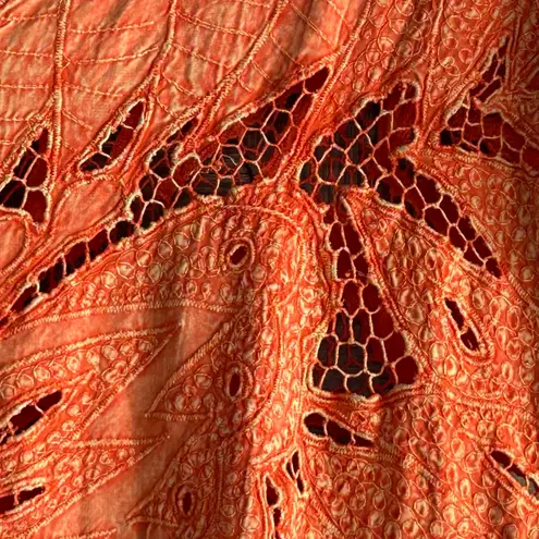 Indah Womens Crochet Top Sz S/M Orange Butterfly Cut Out Boho