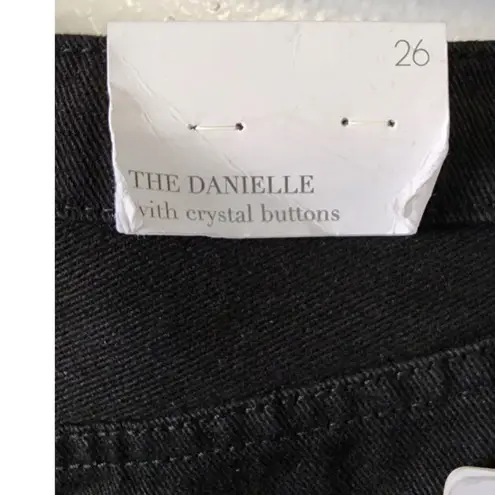 We Wore What The Danielle Crystal Straight Jeans Black 26 NEW FLAWED