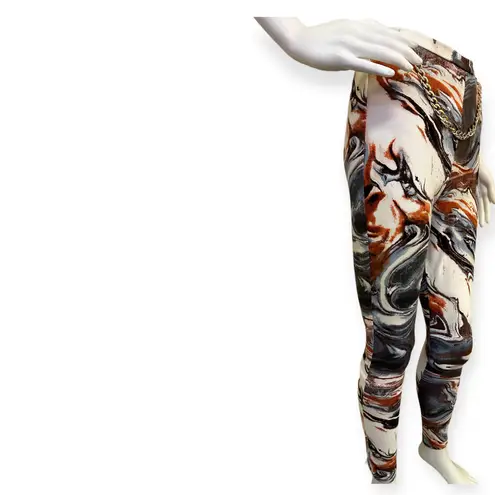 FashioNova Marble Print Leggings W/ Gold Chain 