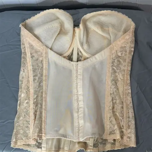 Frederick's of Hollywood VTG Frederick’s of Hollywood 36C Ivory Lace Satin Bustier Lingerie USA Union Tag