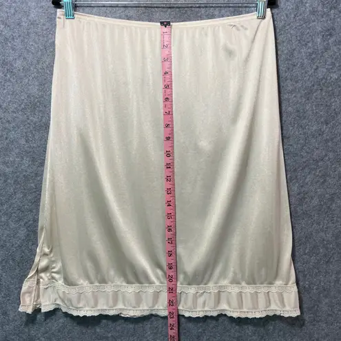 Underscore Vintage Beige Half Slip L Nylon Lace Trim Skirt Liner 90s Pinup Tan Size L