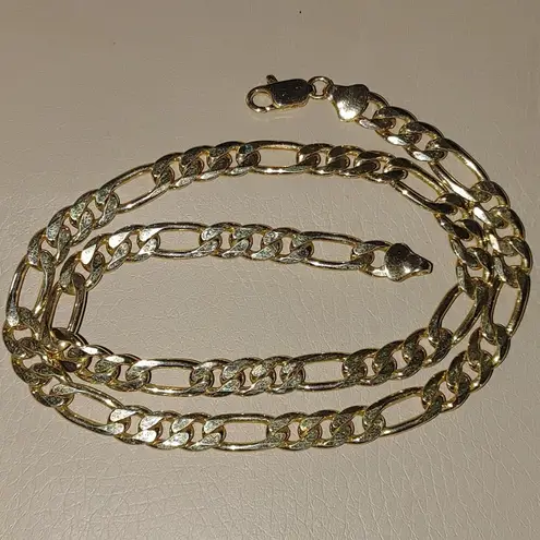 Mens 18K Gold Plated Figaro Chain Necklace 20 Inches Lobster Clasp Quarter Inch