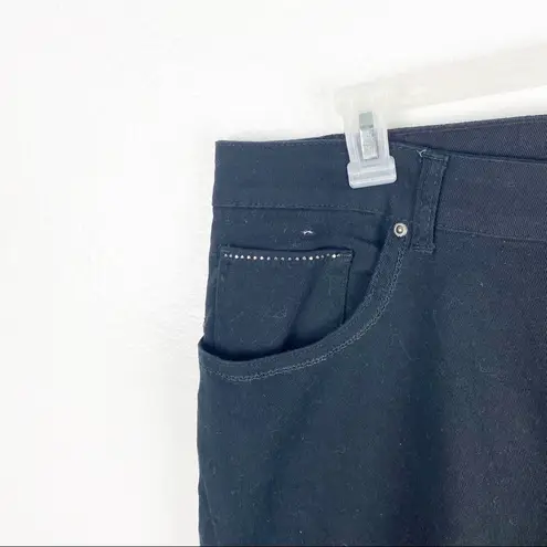 Massini Black High-Rise Back Zipper Pockets Jeans, Size 16