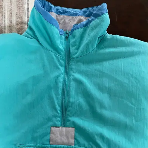 Vintage 90s C&A Club Fifteen Teal Blue Grey Puffy Half Zip Pullover XL Green