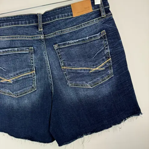 BKE  Womens High Rise Shorts Sz 31 Dark Wash Raw Hem