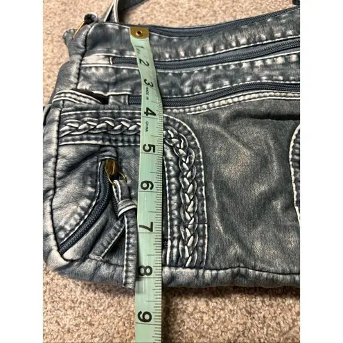 Boho Denim Look Crossbody faux leather bag Blue