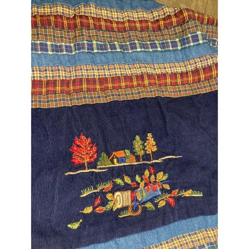 Victoria Jones Vintage Embroidered Corduroy Vest XL/2X Fall Autumn Leaves Cabin Cottage Teacher