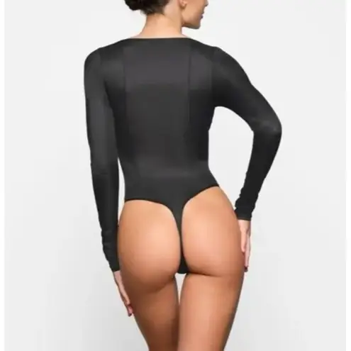 SKIMS Glissenette Long Sleeve Bodysuit Onyx Size XS