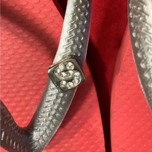 Havaianas Silver Red flip flops with crystal