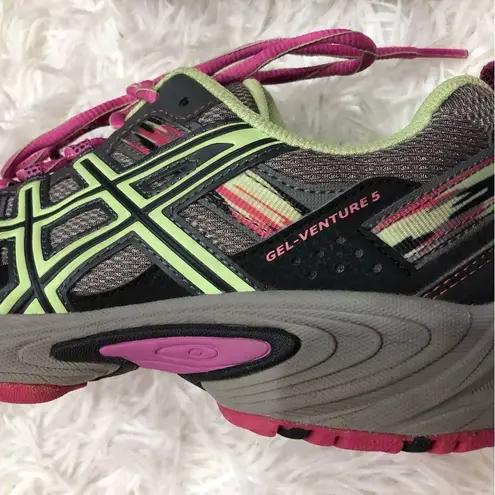 ASICS  Gel Venture 5 Trail Running Shoes Grey Pink Green 8.5