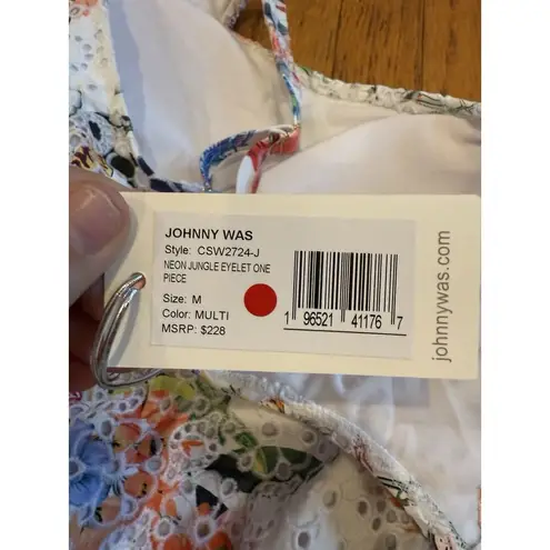 Johnny Was NWT Neon Jungle Eyelet One Piece Swimsuit Size Medium $228