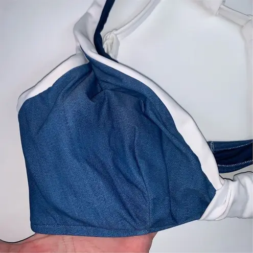 Seafolly Women's Triangle Bikini Top Blue/White Size 12 Wide Strap