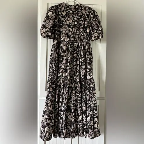 HYACINTH HOUSE Black & Tan Floral Cisco Maxi Dress size Small