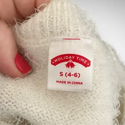 Holiday Time White Polar Bear Long Sleeve Relaxed Fit Sweater Small | EUC