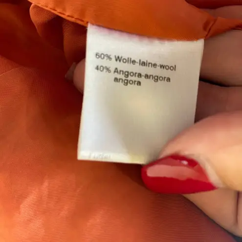 Akris Punto Womens Coat Size 10 Orange Wool Angora Peacoat Double Breasted