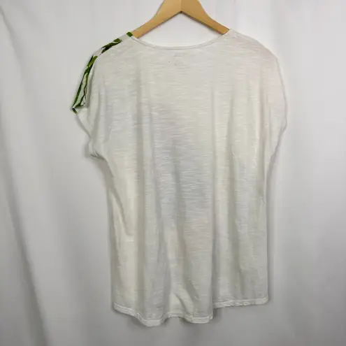 Chicos Womens White Parrot Tropical Print Sequin T Shirt Size M Size M