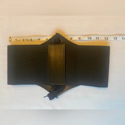 Vintage Style Lace Up Faux Leather Elastic Girdle Black Casual Wide Waist Belt