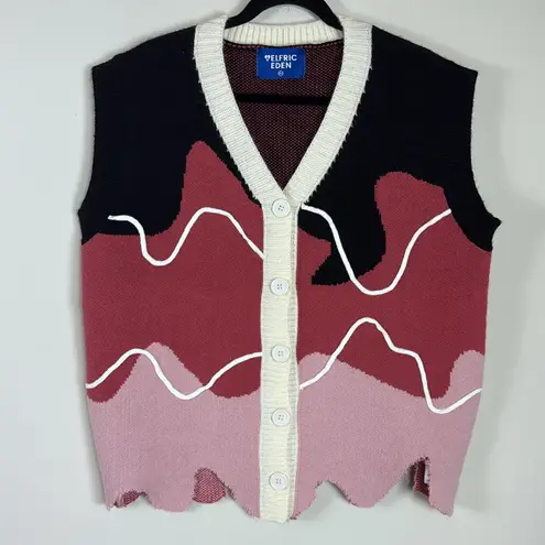 Aelfric Eden Irregular Color Block Chunky Knitted Sweater Vest Size Medium