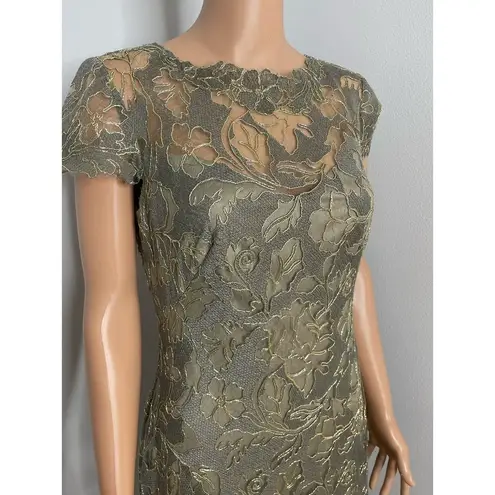 Tadashi Shoji Ilussion Yoke Lace Cocktail Dress Knee length size 6