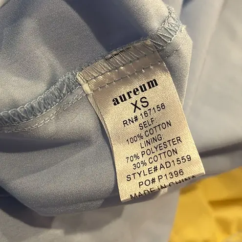 Aureum Hallie Poplin Pastel Color Block Tiered Midi Dress XS Blue